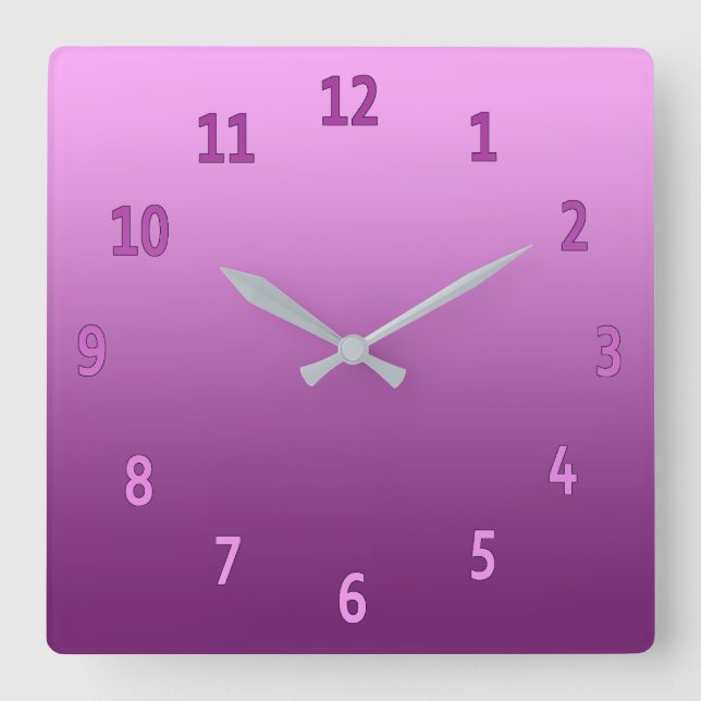 Farbenfroh rosa quadratische wanduhr (Vorderseite)