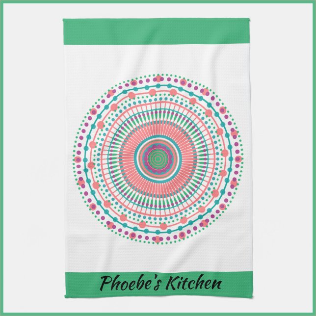 Farbenfroh Rosa und grüne Pasta Mandala Geschirrtuch (Von Creator hochgeladen)