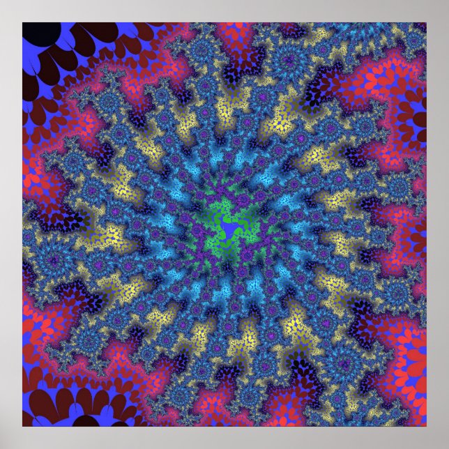 Farbenfroh rosa und hellblaues Fraktal Poster (Vorne)