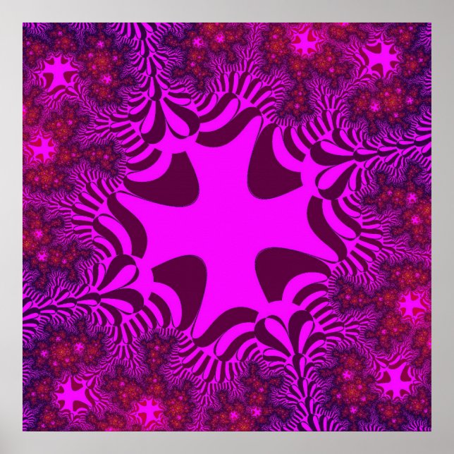 Farbenfroh rosa und Lila Fraktal Poster (Vorne)