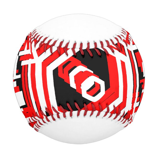 Farbenfroh rot Schwarz-weiß Moderne Geometrie Baseball (Vorderseite)