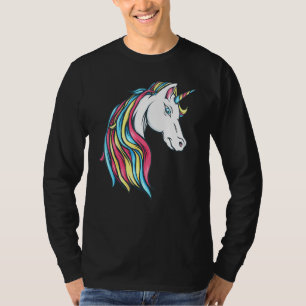 Farbenfroh schöner Regenbogen Einhornkopf Flownbah T-Shirt