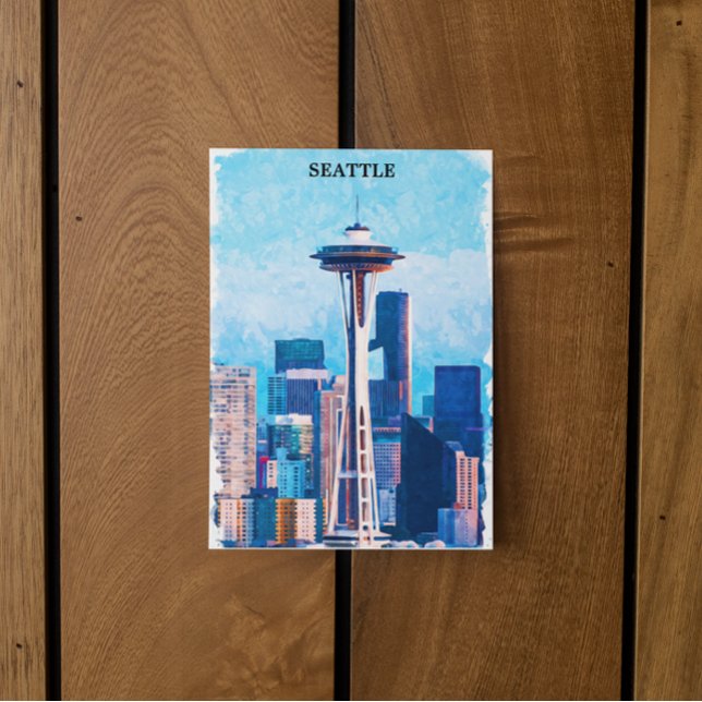 farbenfroh Seattle Washington City Postkarte (Seattle USA postcard)