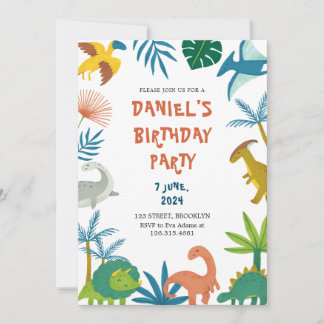 Farbenfroh spielerisch Illustrative Dinosaurier Ge Einladung