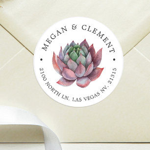 farbenfroh sukkulant Wüstenthema RÜCKSENDEADRE Runder Aufkleber