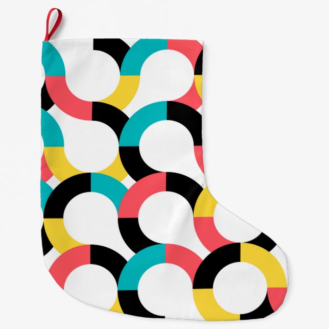 Farbenfroh, trendig, fröhlich, lustig, modern geom großer weihnachtsstrumpf (Vorderseite)