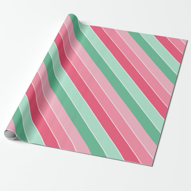 Farbenfroh Trendy Rosa Grün Moderne Elegant Geschenkpapier (Ungerollt)