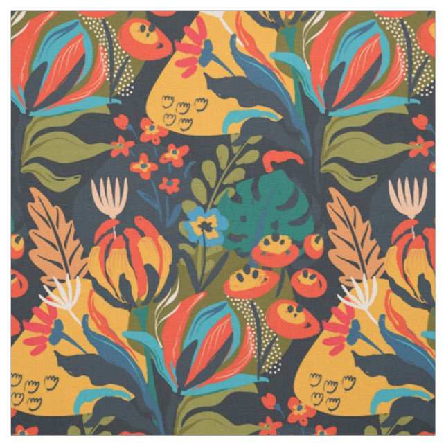 Farbenfroh tropisch Abstrakt floral Stoff (Muster)