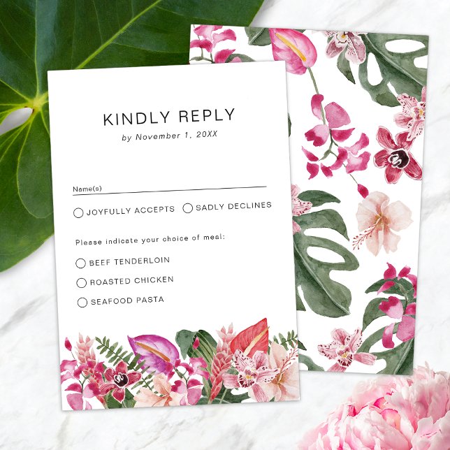 farbenfroh tropisch RSVP karte (Colorful Floral Tropical RSVP Card by Painted Paperie
)