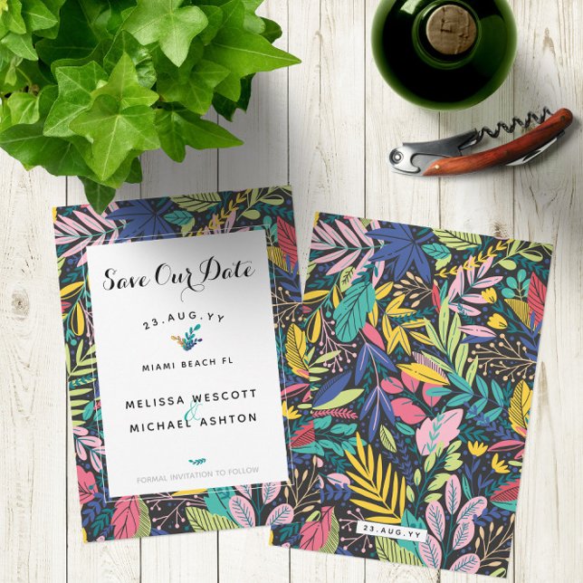 Farbenfroh 🌴 tropisch Save the Date 💍 (Colorful 🌴 Tropical Save the Date 💍 -- Customize Yours On Screen Now! 
)