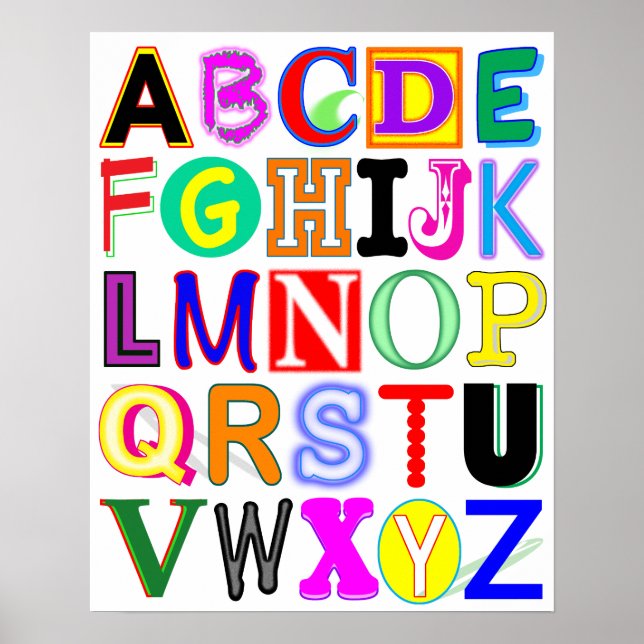Farbenfroh und Fun Alphabet Poster (Vorne)