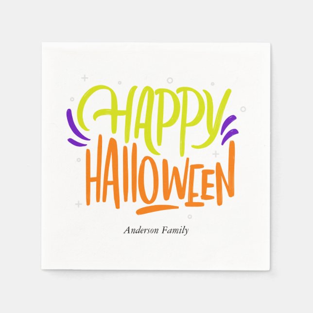 Farbenfroh und lustig "Happy Halloween" Serviette (Vorderseite)