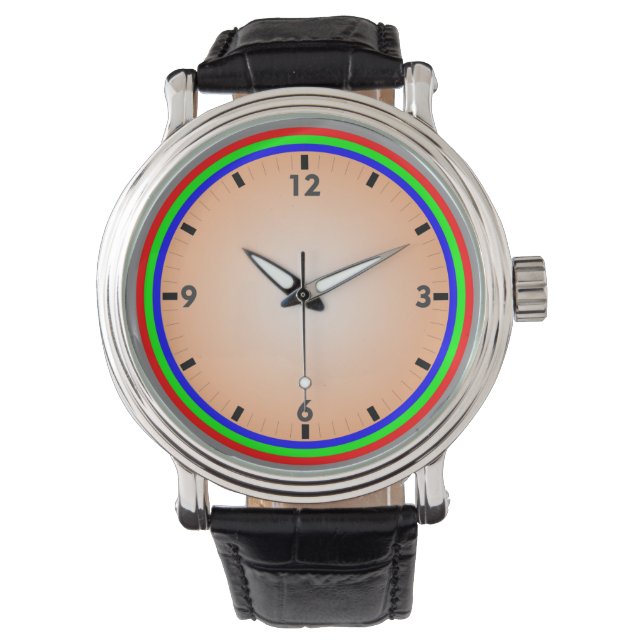 Farbenfroh und lustig Regenbogen Armbanduhr (Vorderseite)