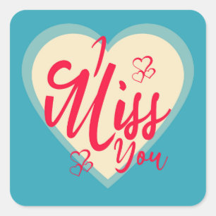 Farbenfroh vermisse ich dich mit dekorativen Herze Quadratischer Aufkleber