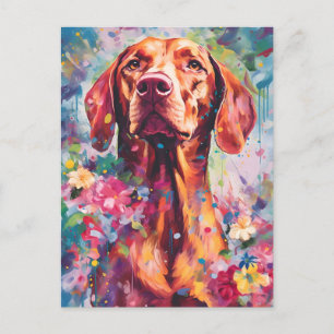 farbenfroh Vizsla Postkarte