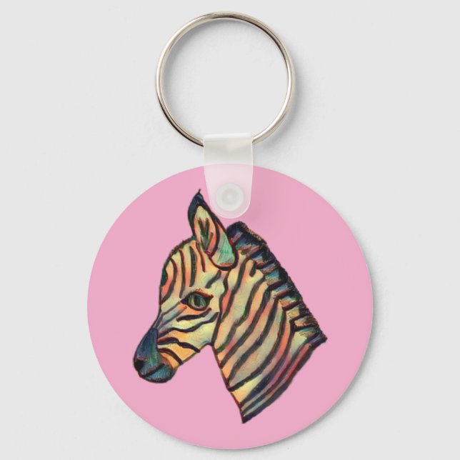 Farbenfroh Zebra Keyring Schlüsselanhänger (Vorderseite)