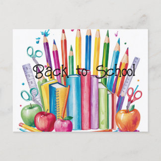 Farbenfroh zurück zur Schulversorgung Postkarte