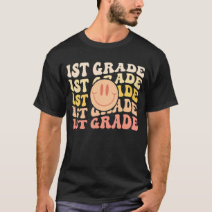 Farbenfrohe 1. Klasse Groovy Smile Kinder Lehrerin T-Shirt