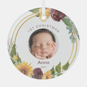 Farbenfrohe 1. Weihnachtsgebäck Sonnenblumen Ornament Aus Glas