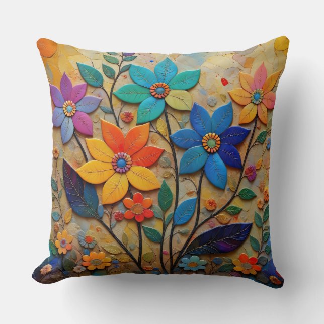 Farbenfrohe, 3-D-Papierschnitzel Kissen (Vorderseite)