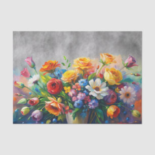 Farbenfrohe 3D-Blumen auf Kohlegrau Hintergrund Seidenpapier