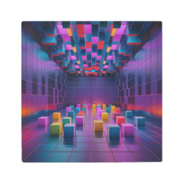 Farbenfrohe 3D-Cubes Metal Print