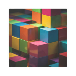 Farbenfrohe 3D-Cubes Metal Print