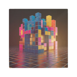 Farbenfrohe 3D-Cubes Metal Print