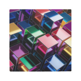 Farbenfrohe 3D-Cubes Metal Print