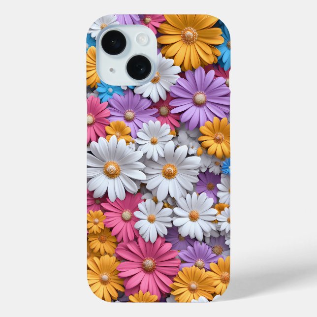 Farbenfrohe 3D-Daisies Floral Phone Case (Rückseite)