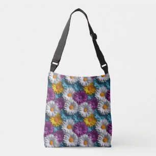 Farbenfrohe 3D Daisy Seamless-Muster Tragetaschen Mit Langen Trägern