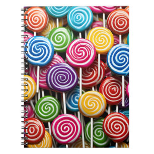 Farbenfrohe 3D Lollipops Muster Notizblock