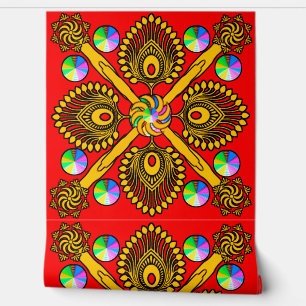farbenfrohe 3D-Tapete, digitale Wandkunst, Schale Tapete
