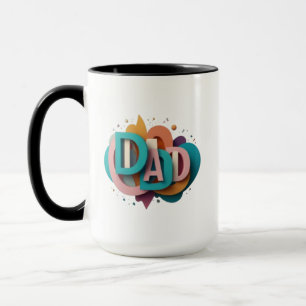 Farbenfrohe 3D "VATER" Grafikdesign Coffee Tasse