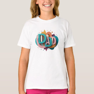 Farbenfrohe 3D "VATER" Grafikdesign Mädchen T-Shirt