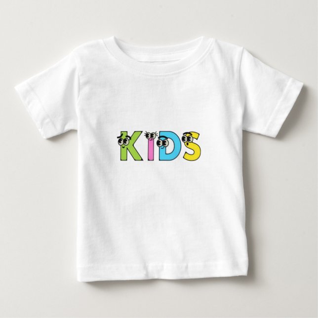 Farbenfrohe 4 Worte Kid's Print Modern Kid's Baby T-shirt (Vorderseite)