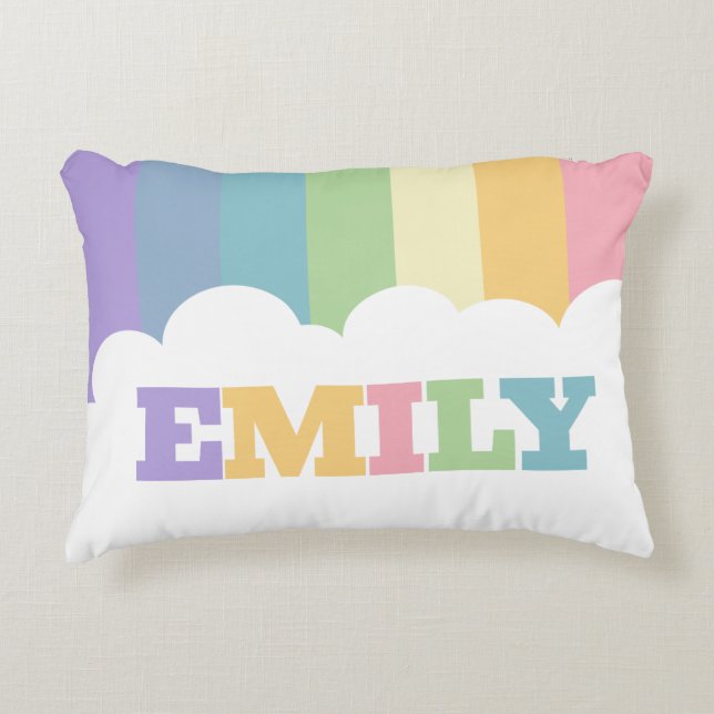 Farbenfrohe 5-Buchstaben-Bezeichnung Regenbogenerd Dekokissen (Vorderseite)