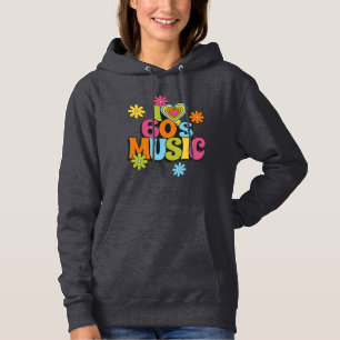 Farbenfrohe 60er-Musik Retro-Ästhetik-Typografie Hoodie
