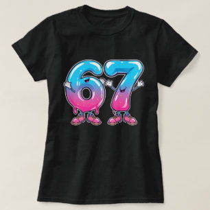 Farbenfrohe 67 Tropfen Cartoon Fantasy Graphic T-Shirt