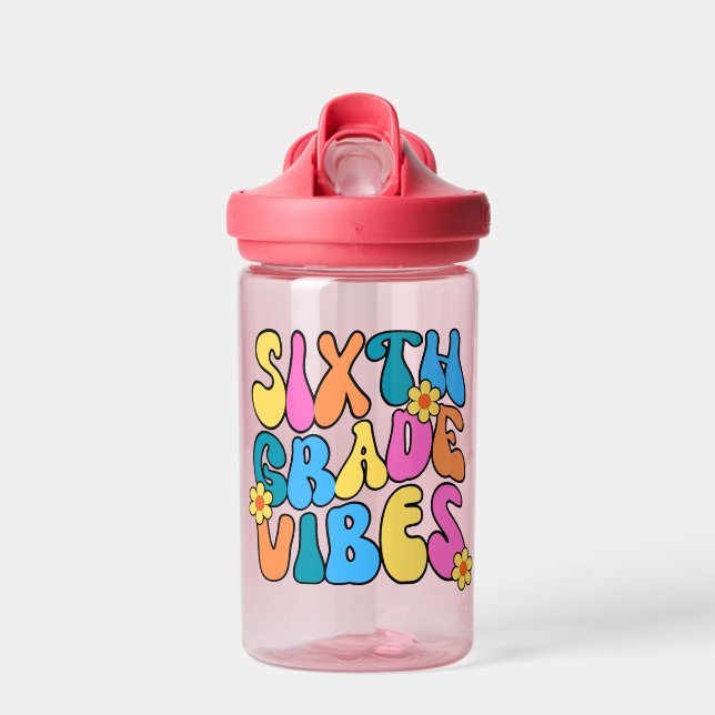 Farbenfrohe 6. Klasse Vibes - Zurück zur Schule Trinkflasche (Vorne)