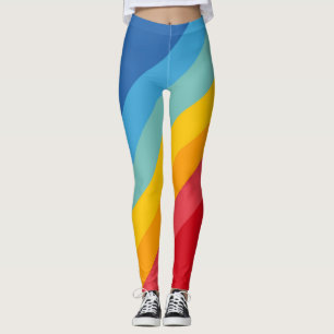 Farbenfrohe 70er 80er Retro Gestreift Streifen Leggings