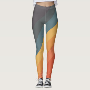 Farbenfrohe 70er 80er Retro Gestreift Streifen Leggings