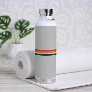 Farbenfrohe 70er 80er Retro-Gestreift Streifen Trinkflasche