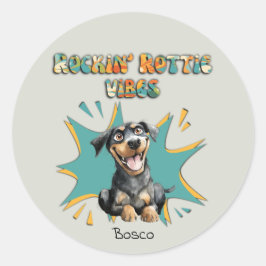 Farbenfrohe 70er Jahre Retro Funny Hunde Zucht Per Runder Aufkleber