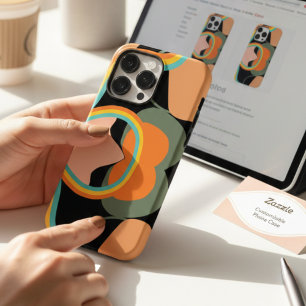 Farbenfrohe 70er Retro-Abstraktion auf schwarzer Ä Case-Mate iPhone 14 Pro Max Hülle