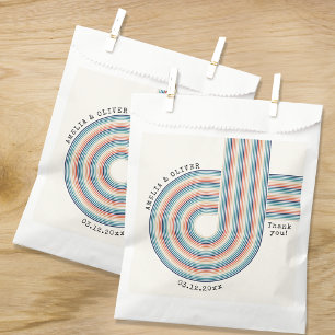 Farbenfrohe 70er-Streifen Retro-Hochzeit Danke Geschenktütchen