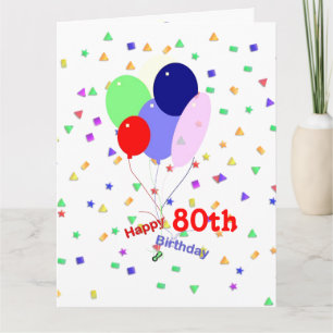 Farbenfrohe 80. Geburtstagsballons Karte