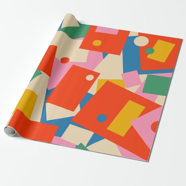 Farbenfrohe 80er Geometric Abstrakt Modern Pattern Geschenkpapier (Ungerollt)