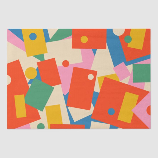 Farbenfrohe 80er Geometric Abstrakt Modern Pattern Seidenpapier (Vorderseite)