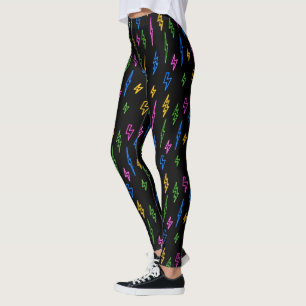 Farbenfrohe 80er Jahre Neon Lightning Pattern Leggings
